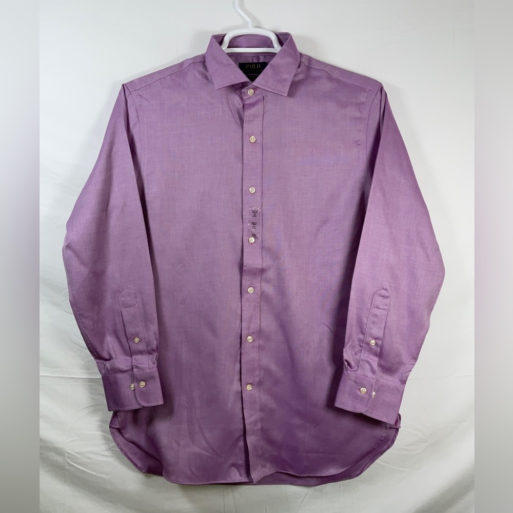 NWT Men’s Polo Ralph Lauren Long Sleeve Slim Fit Easy Care Shirt Purple 16 - 32